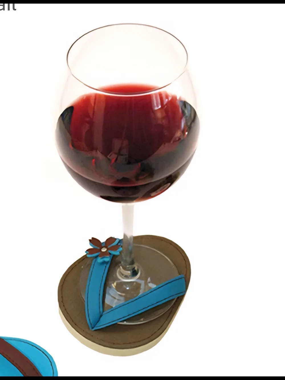 Blue Floral Flip Flop Wine Coaster